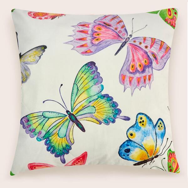 

Butterfly Print Cushion Cover Without Filler, Multicolor