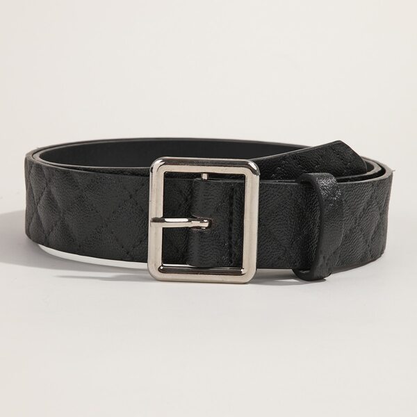 

Square Buckle Belt With Hole Punch, Black