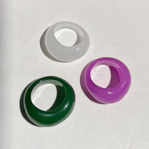

3pcs Resin Ring, Multicolor