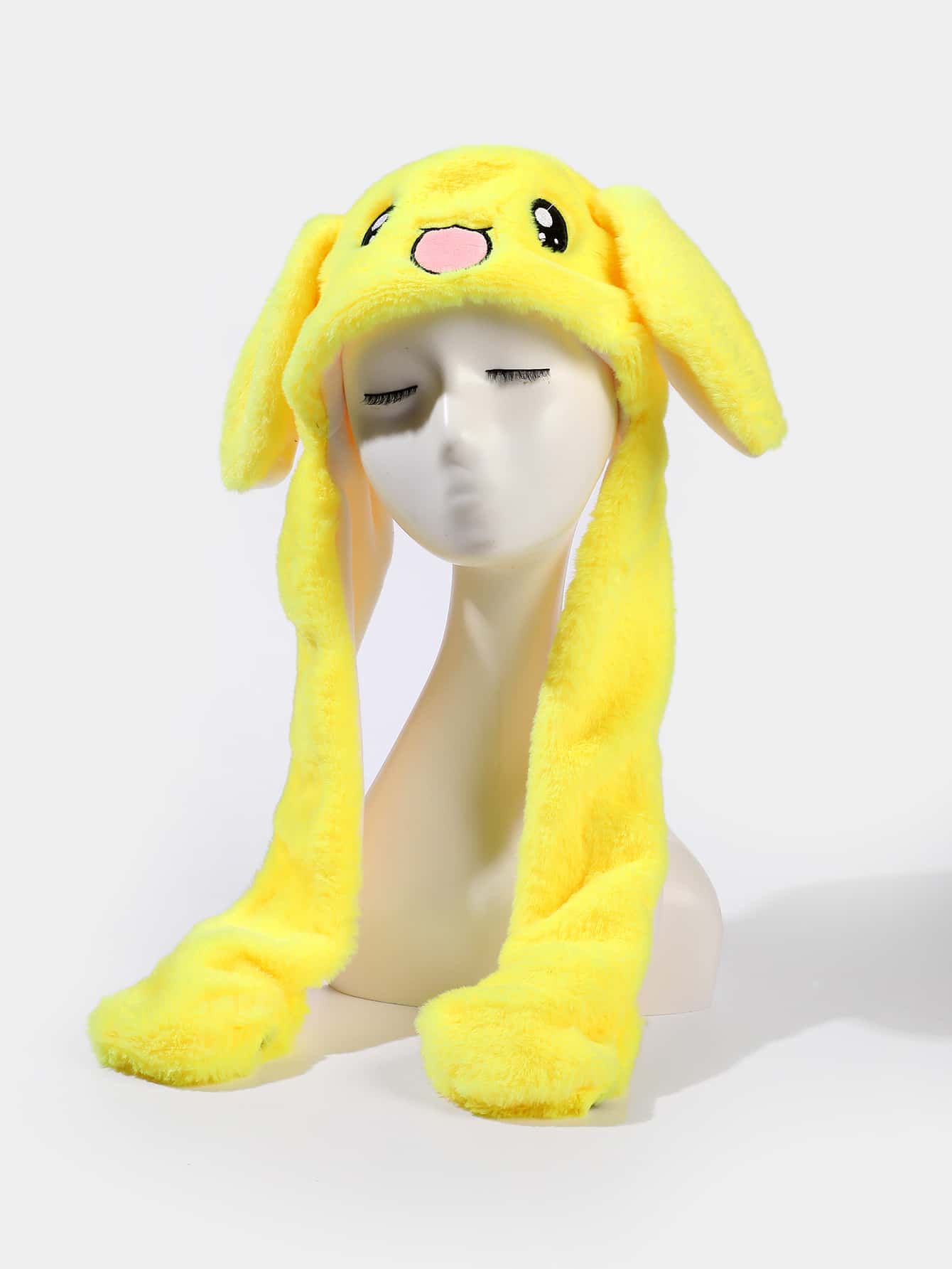 Cartoon Embroidered Fuzzy Hat - Yellow - View 1