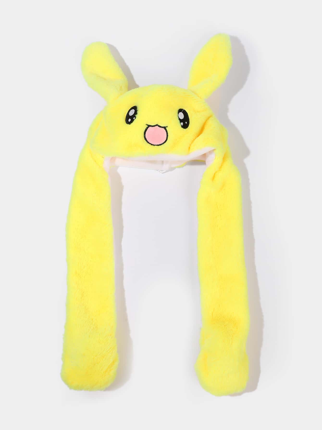 Cartoon Embroidered Fuzzy Hat - Yellow - View 2