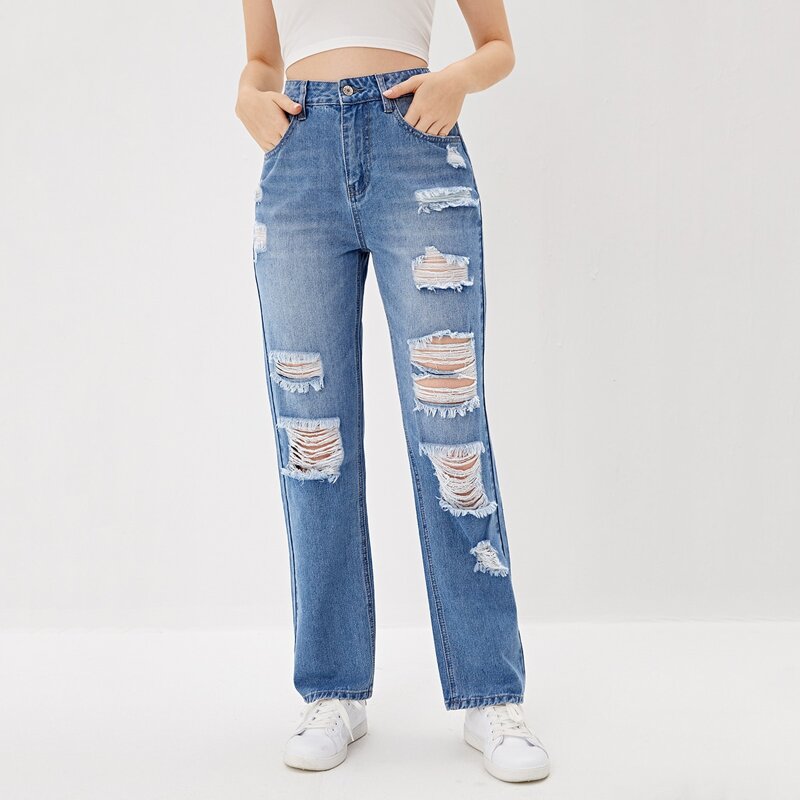 

Washed Ripped Jeans, Light wash