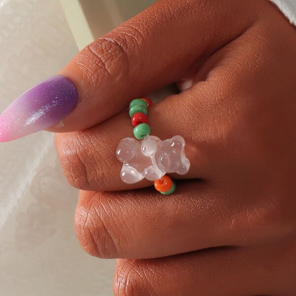 

Bear Decor Beaded Ring, Multicolor