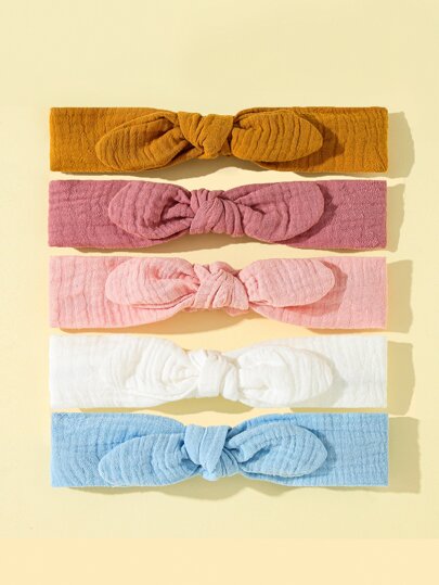 嬰兒5入組蝴蝶結裝飾髮帶