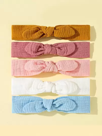 嬰兒5入組蝴蝶結裝飾髮帶