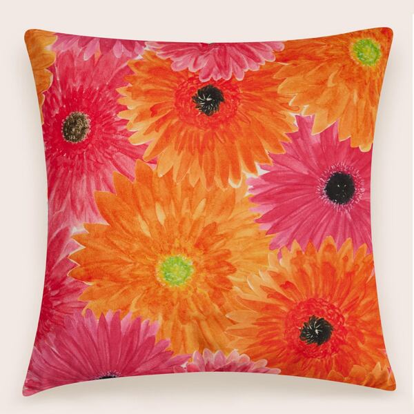 

Flower Print Cushion Cover Without Filler, Multicolor