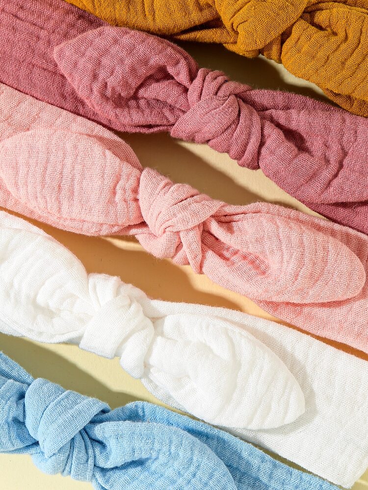 嬰兒5入組蝴蝶結裝飾髮帶 - 彩色 - 查看 3