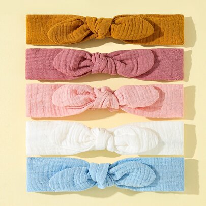 嬰兒5入組蝴蝶結裝飾髮帶