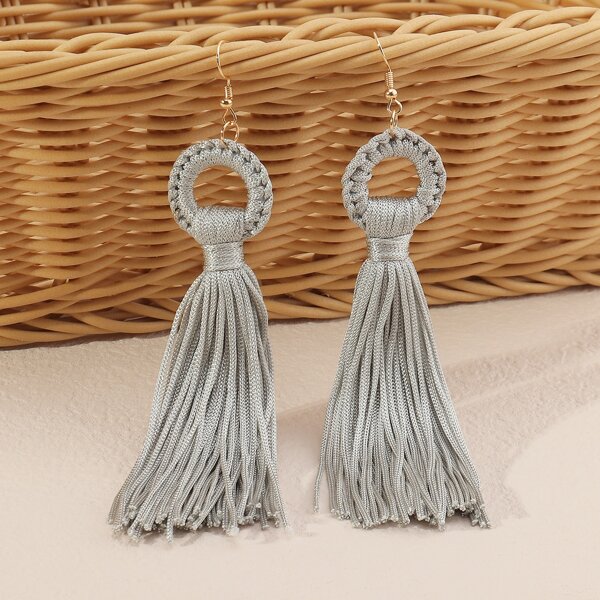 

Tassel Drop Earrings, Grey