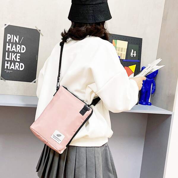 

Letter Graphic Crossbody Bag, Dusty pink