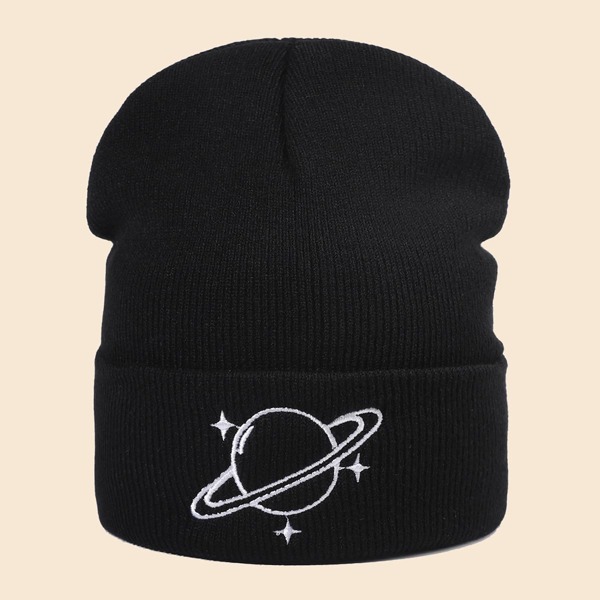 

Men Embroidery Detail Beanie, Black