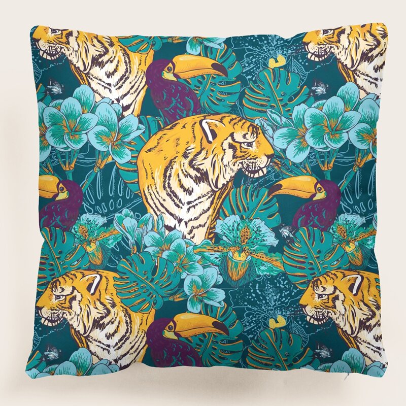 

Tiger Print Cushion Cover Without Filler, Multicolor
