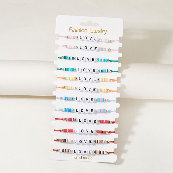 

12pcs Kids Bead Decor Bracelet, Multicolor