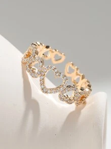 1 Pc Romantic Hollow Charming Zirconia Heart Wedding Bridal Ring For Engagement & Anniversary Valentines,Mom,Mother,Mother's Day,Gift