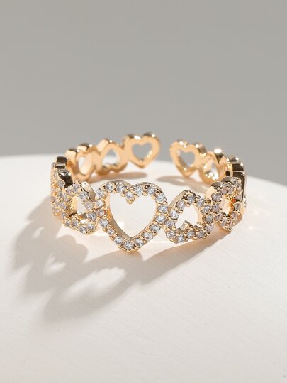 1 pièce Bague de mariage de fiançailles et d'anniversaire romantique en zircone creuse pour la Saint-Valentin, la mère, la fête des mères