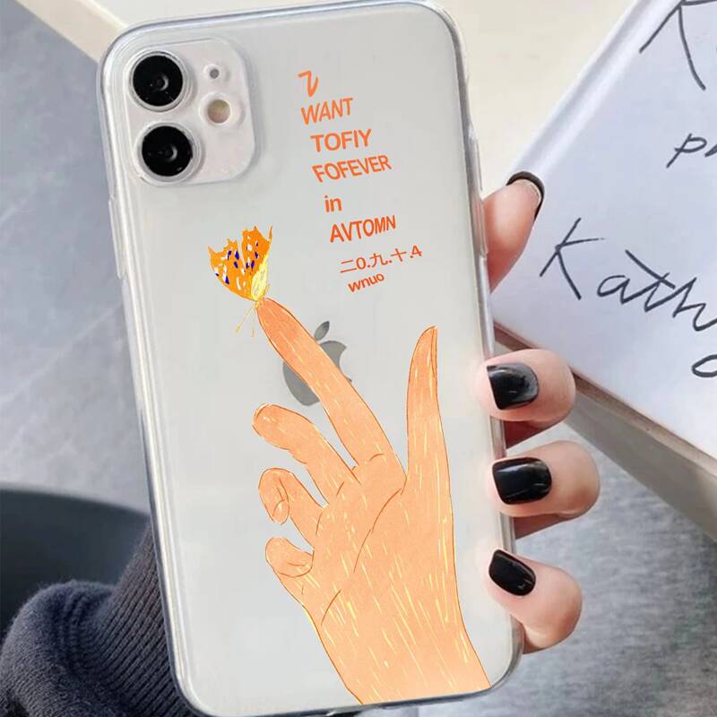 

Hand With Butterfly Print Phone Case, Multicolor