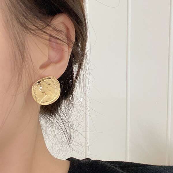 

Alloy Round Earrings, Gold