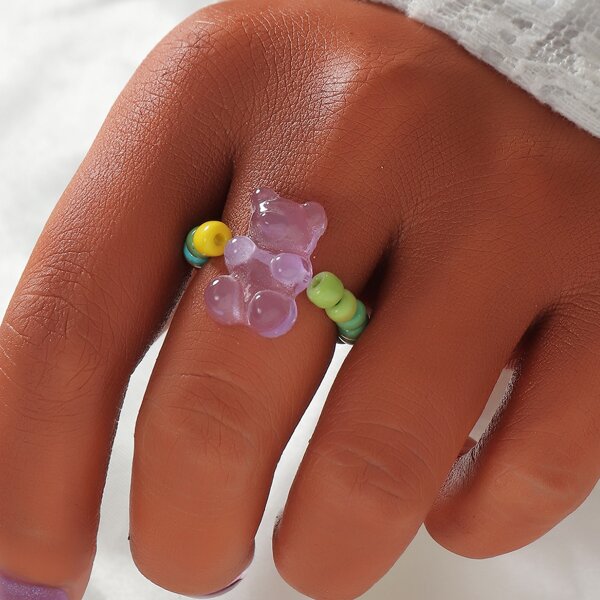 

Bear Decor Beaded Ring, Multicolor