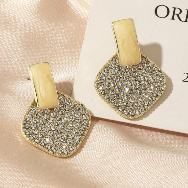 

Rhinestone Decor Geometric Drop Earrings, Multicolor