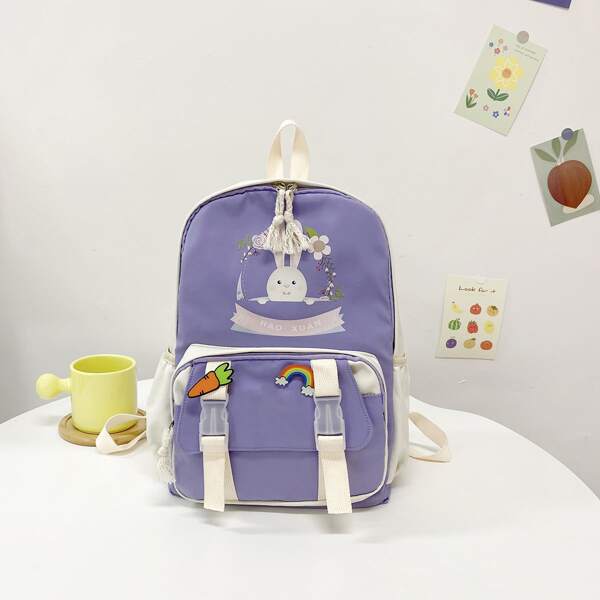 

Girls Cartoon Graphic Backpack, Lilac purple