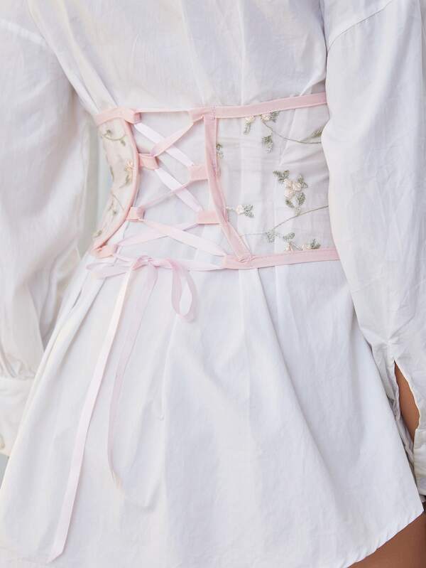 Flower Embroidered Corset Belt SHEIN USA