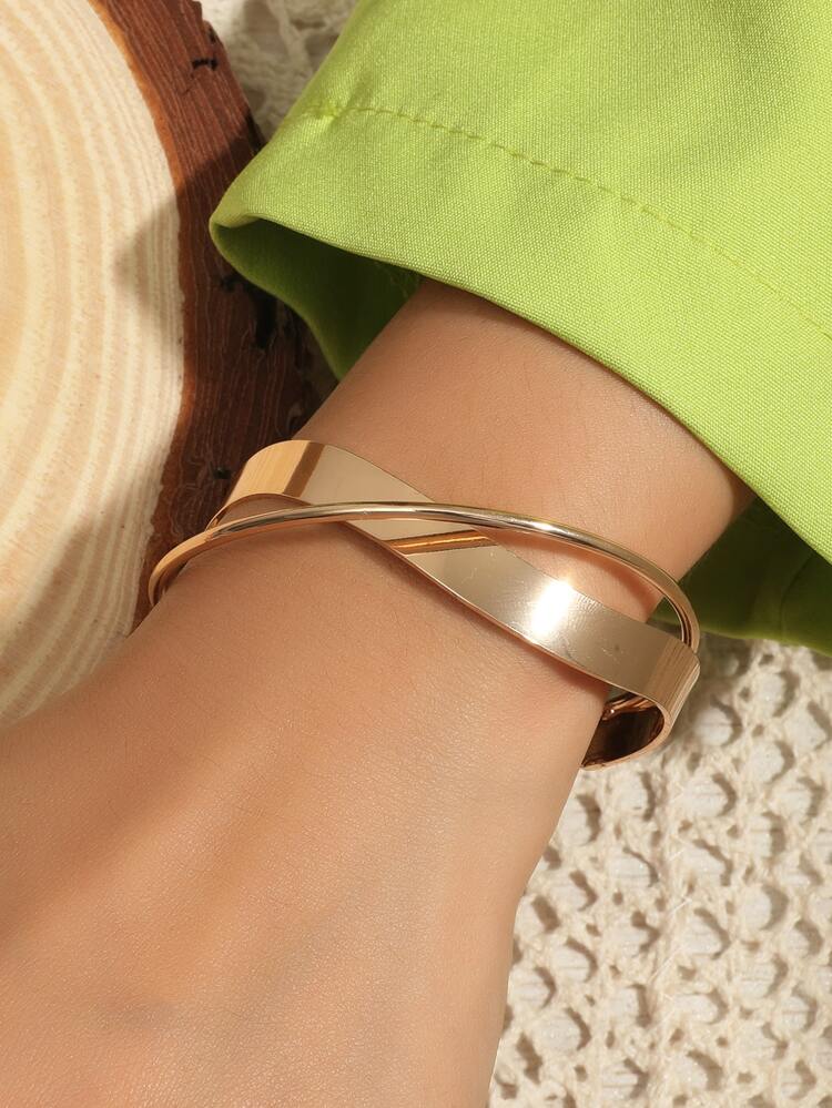 imoli 1pc Minimalist Creative Geometric Metal Bangle (Open Cuff Bracelet, Can Be Opened Before Wearing)