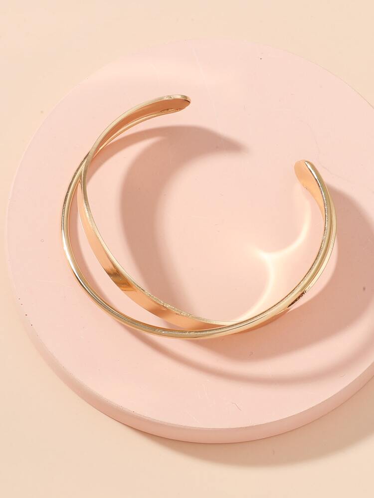 imoli 1pc Minimalist Creative Geometric Metal Bangle (Open Cuff Bracelet, Can Be Opened Before Wearing)