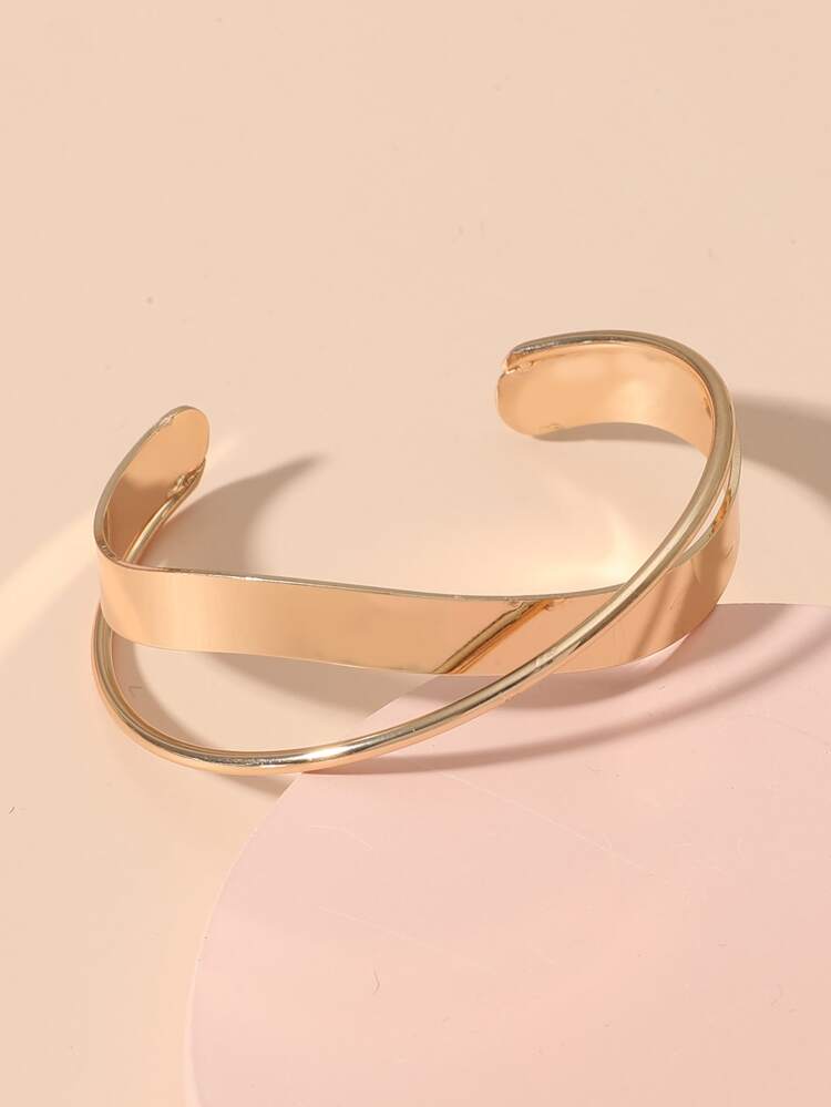 imoli 1pc Minimalist Creative Geometric Metal Bangle (Open Cuff Bracelet, Can Be Opened Before Wearing)