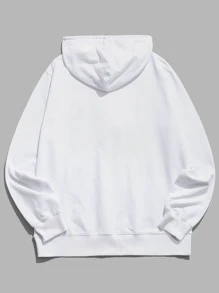 ROMWE MEN 休閒抽繩 口袋繪圖男士運動衫 - 白色 - 查看 2