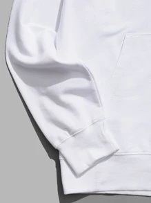 ROMWE MEN 休閒抽繩 口袋繪圖男士運動衫 - 白色 - 查看 4