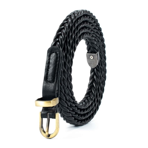 

Men Woven PU Leather Belt, Black