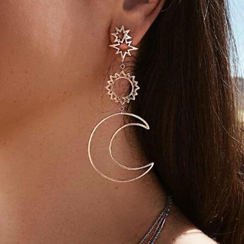 

Moon & Sun Charm Earrings, Gold