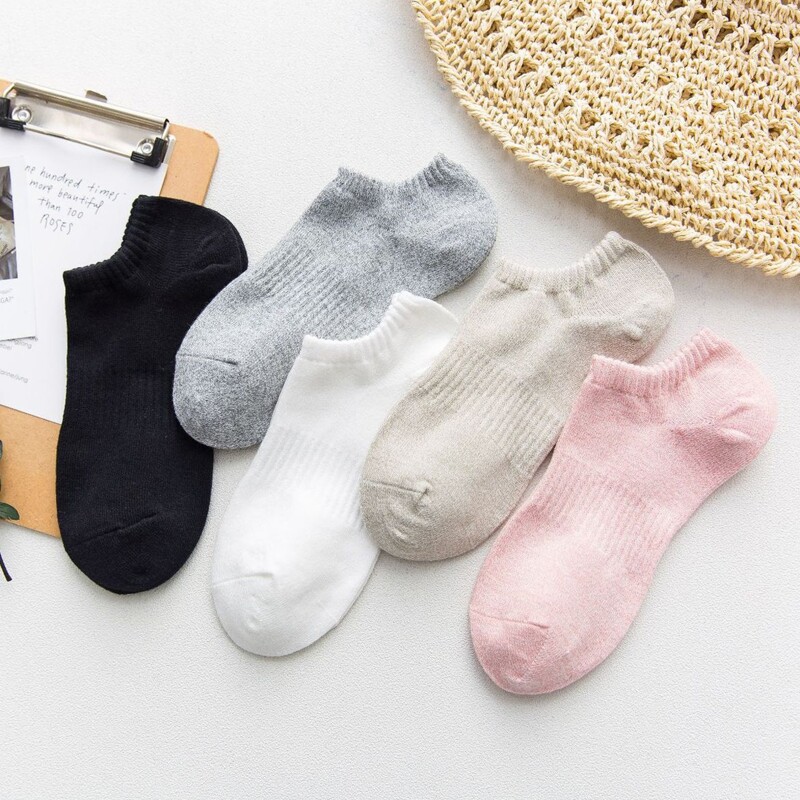

5pairs Solid Ankle Socks, Multicolor