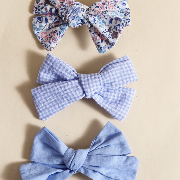 

3pcs Bow Hair Clip, Blue