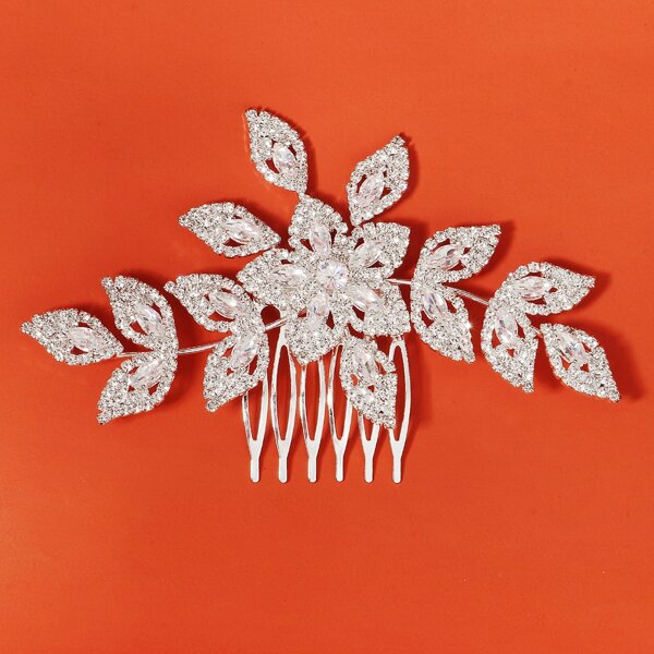 

Zircon Decor Hairpin Comb, Silver