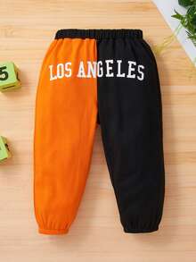 Baby Colorblock Letter Graphic Hoodie With Sweatpants - Multicolor - View 3