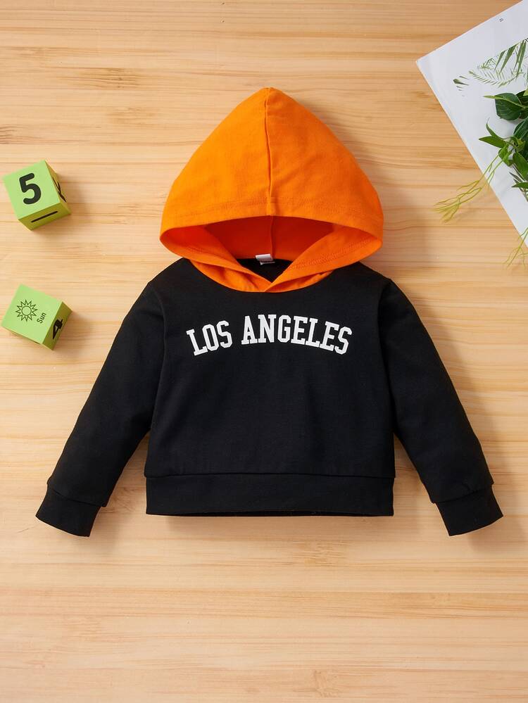 Baby Colorblock Letter Graphic Hoodie With Sweatpants - Multicolor - View 4