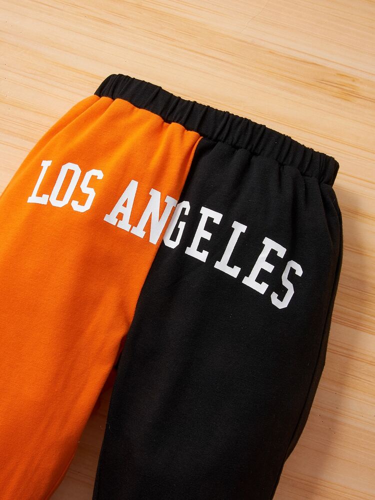 Baby Colorblock Letter Graphic Hoodie With Sweatpants - Multicolor - View 7