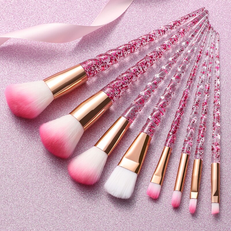

8pcs Makeup Brush Set, Hot pink