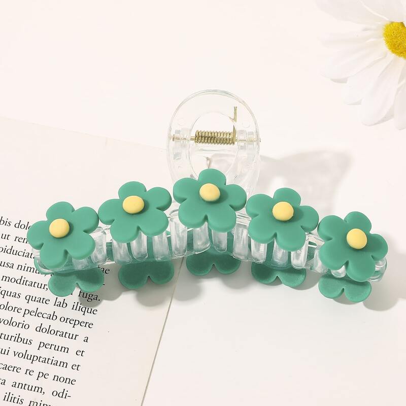 

Flower Decor Hair Claw, Green