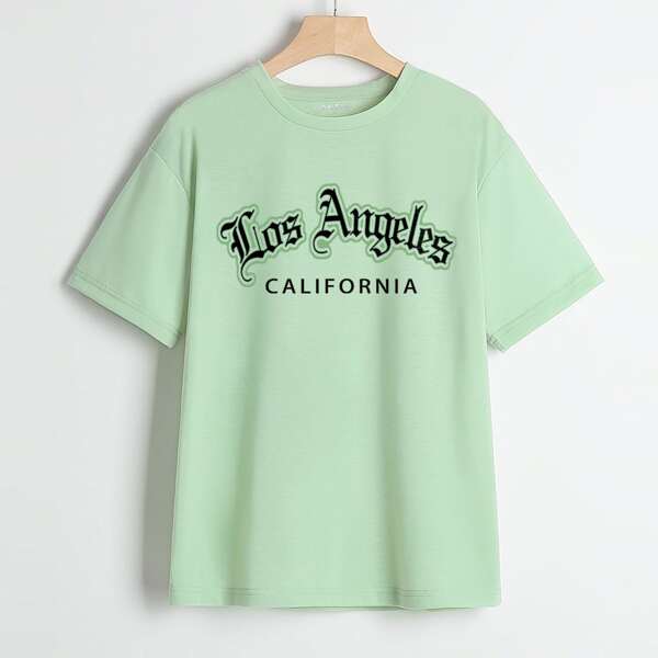 

Letter Graphic Drop Shoulder Tee, Mint green