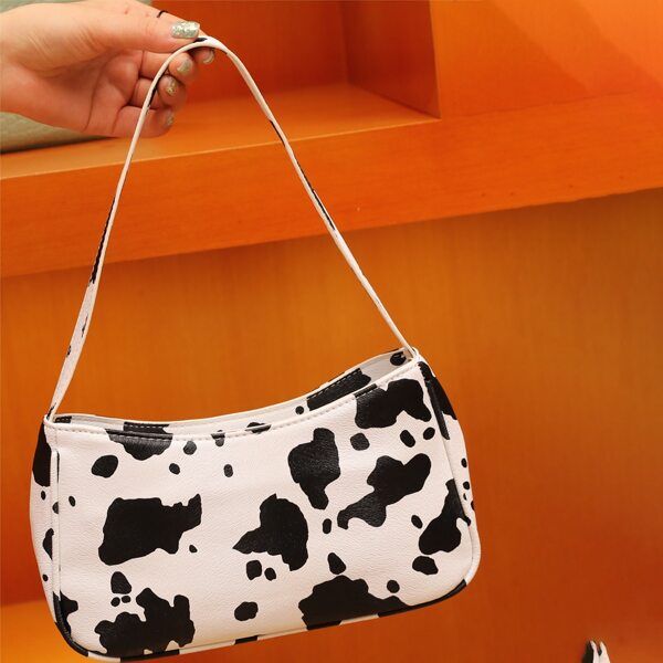 

Cow Pattern Shoulder Bag, Black and white