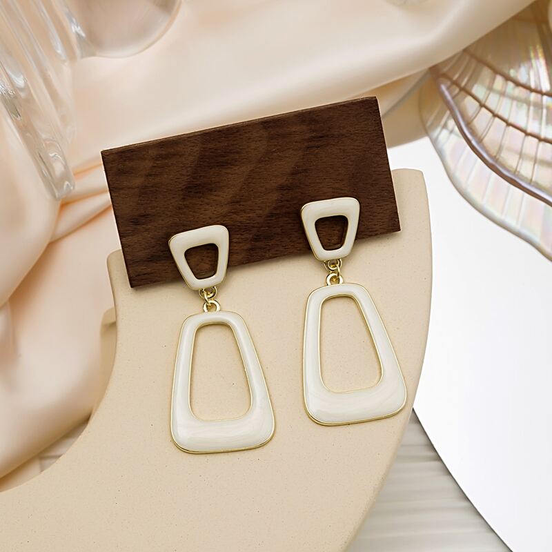 

Minimalist Drop Earrings, White