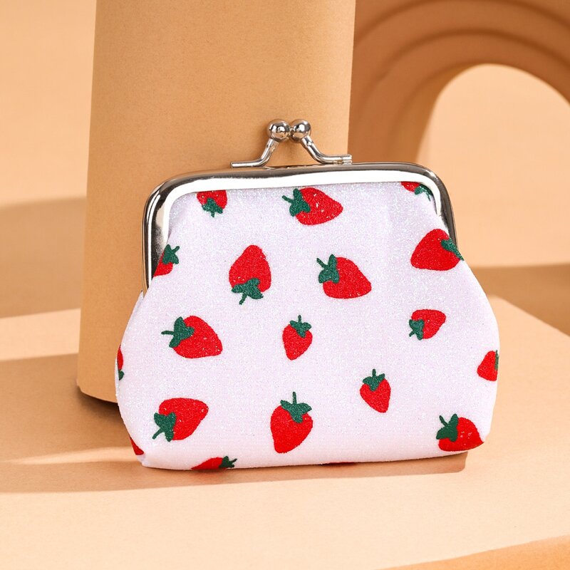 

Strawberry Graphic Coin Purse, White