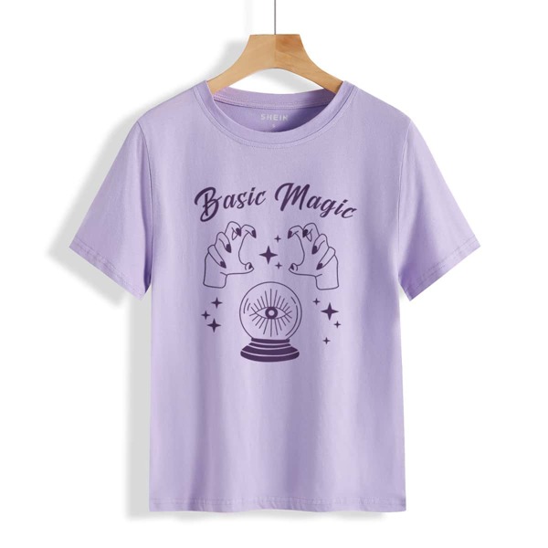 

Letter And Star Graphic Tee, Lilac purple