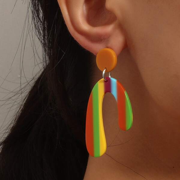 

Striped Acrylic Earrings, Multicolor