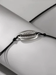 Shell Decor Necklace - Black - View 2