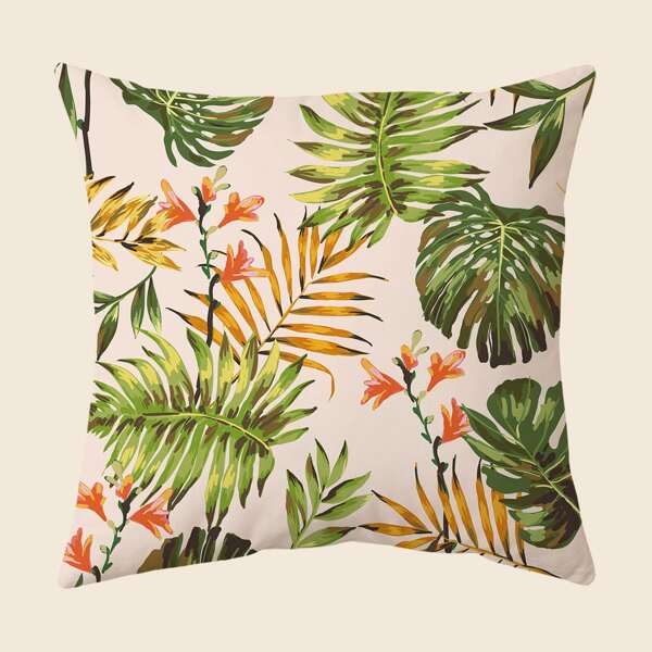 

Leaf Print Cushion Cover Without Filler, Multicolor
