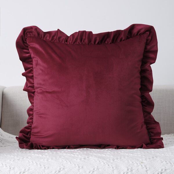 

Plain Ruffle Cushion Cover Without Filler, Red