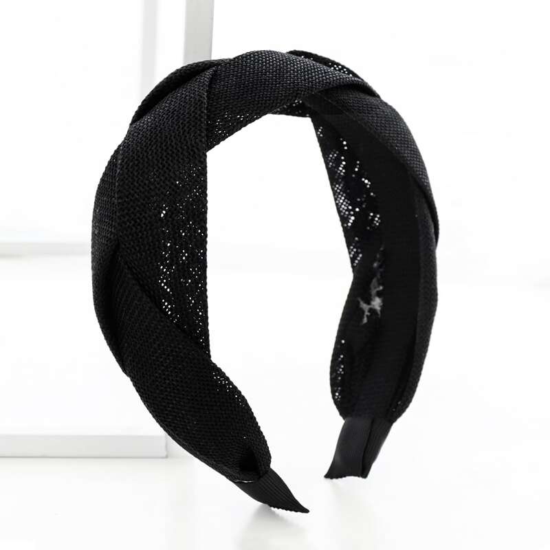 

Braided Design Wide Headband, Black